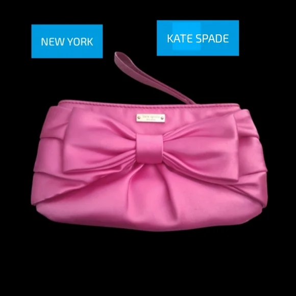 KATE SPADE Plaza Bow WLRU1757 Pink (snapdragon) Satin Pouch Wristlet - Picture 7 of 8